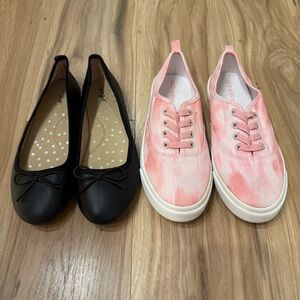 Black and Pink Women's Flats & Sneakers Size 2